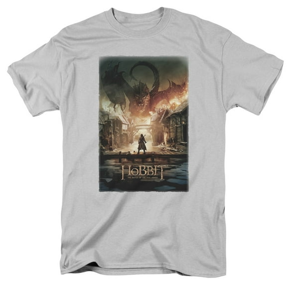 The Hobbit Smaug Poster S/S Adult 18/1 T-Shirt Silver