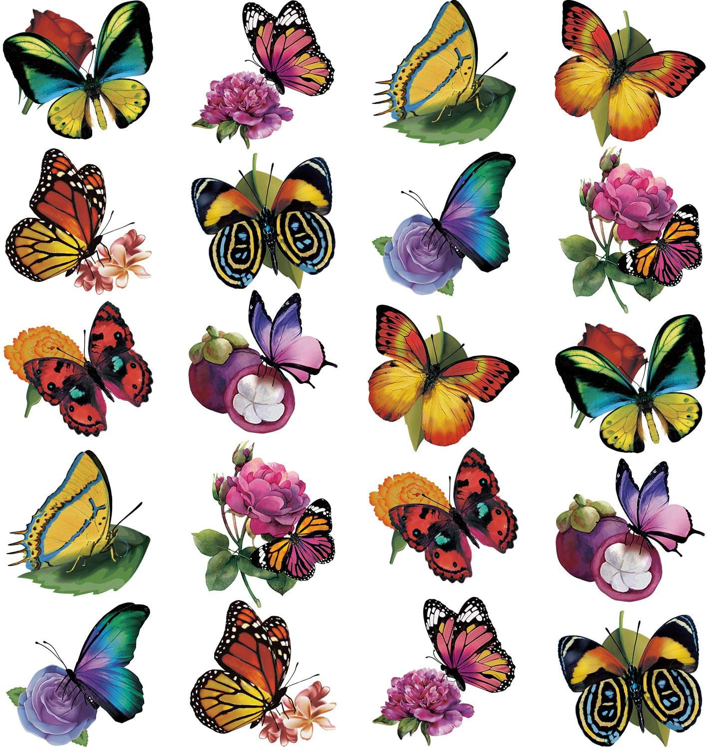 20 Pcs Butterfly Wall Removable Stickers Decals Art Window Clings Anti-collision 