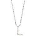 thumbnail image 2 of Sterling Silver Rhodium-plated 3-5.5mm White Button Freshwater Cultured Pearl LETTER L 18 inch Necklace, 2 of 4