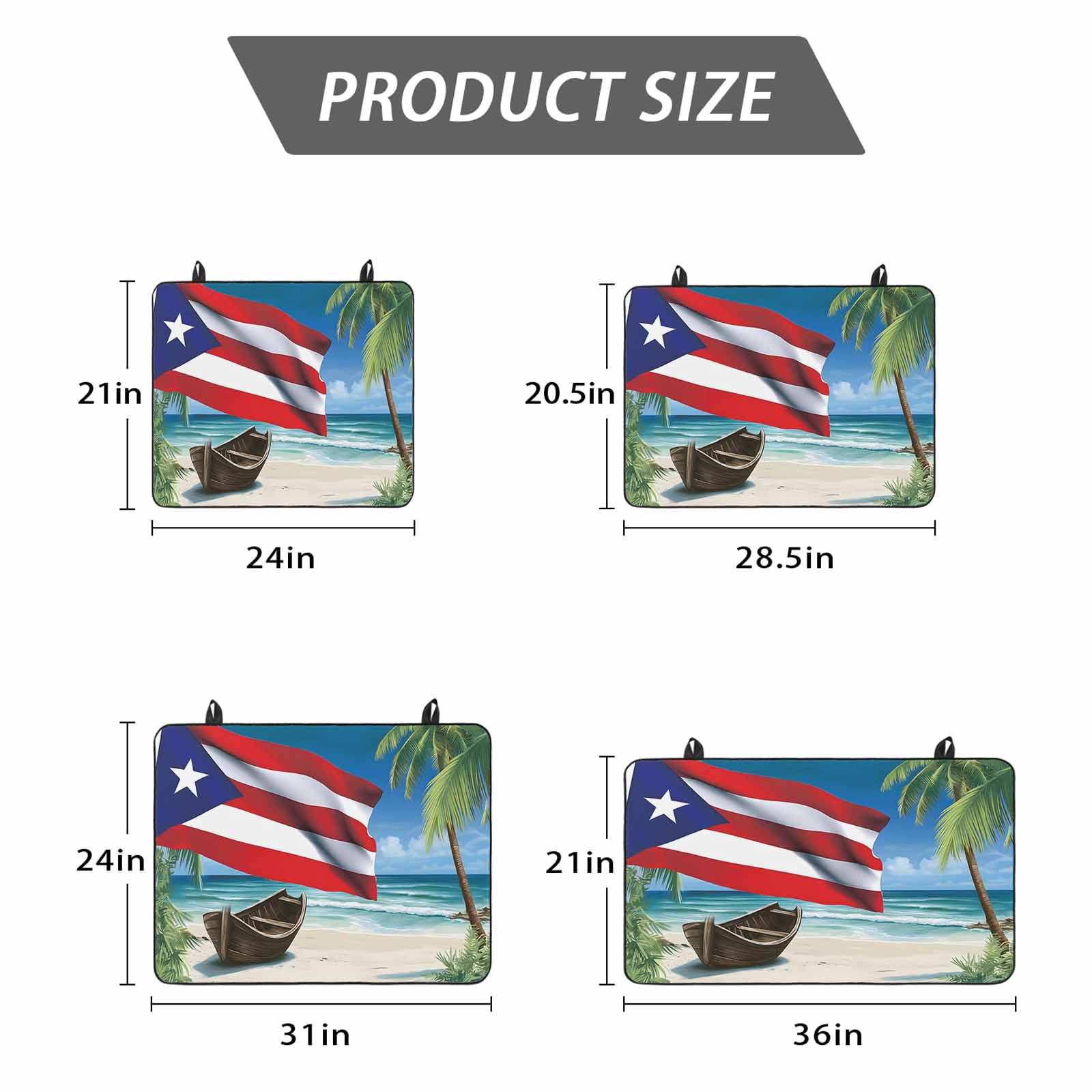 Puerto Rico Flag Sea Stove Top Cover for Electric Stove, Heat-proof & Non Slip Glass Top Stove Cover Protector, Beach Palm Trees Boat Nautical Kitchen Flat Cooktop Rubber Mat 24x21 Inches