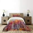 thumbnail image 4 of Ambesonne Nature Quilted Bedspread Set 2 Pcs, Autumn Forest Painting, Twin Size, Orange Yellow, 4 of 5
