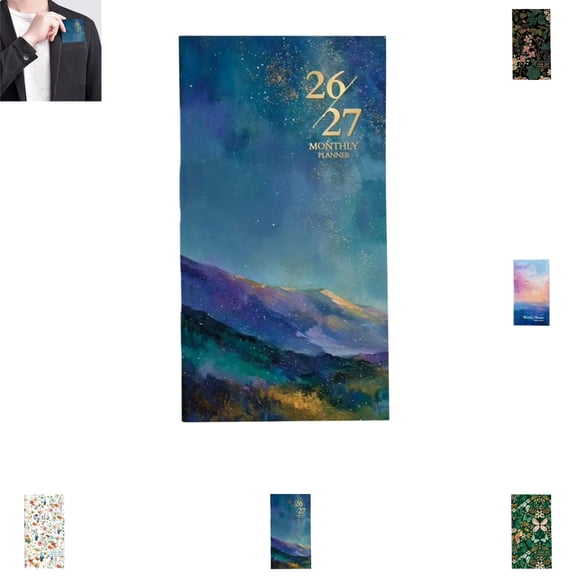 Portable Pocket Calendar, Yearly & Monthly Schedule Planner, Compact Pocket Size Agenda Notebook for On-the-Go Planning