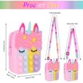 thumbnail image 2 of Bolso de hombro elástico de unicornio para niñas (rosa), bolso bandolera de burbujas con forma de canica de silicona elástica y sensible, alivio de la ansiedad para niños, niñas y mujeres, 2 of 5