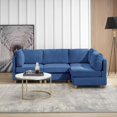 thumbnail image 6 of Modern Free-Combination Sofa,Modular L-Shaped Couch with Cushion,Corduroy Fabric Convertible Sectional Sofa Set,Comfortable Couch with Sturdy Wooden Leg,Furniture for Living Room,Blue, 6 of 7