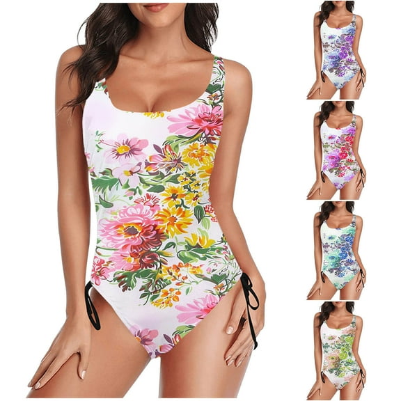 Summer Promotion UTSJKR Women One Piece Swimsuit 2025 Fashion Boho Floral Print Bathing Suits Summer Vacation Straps Beach Monokini Swimwear Hot Pink 4
