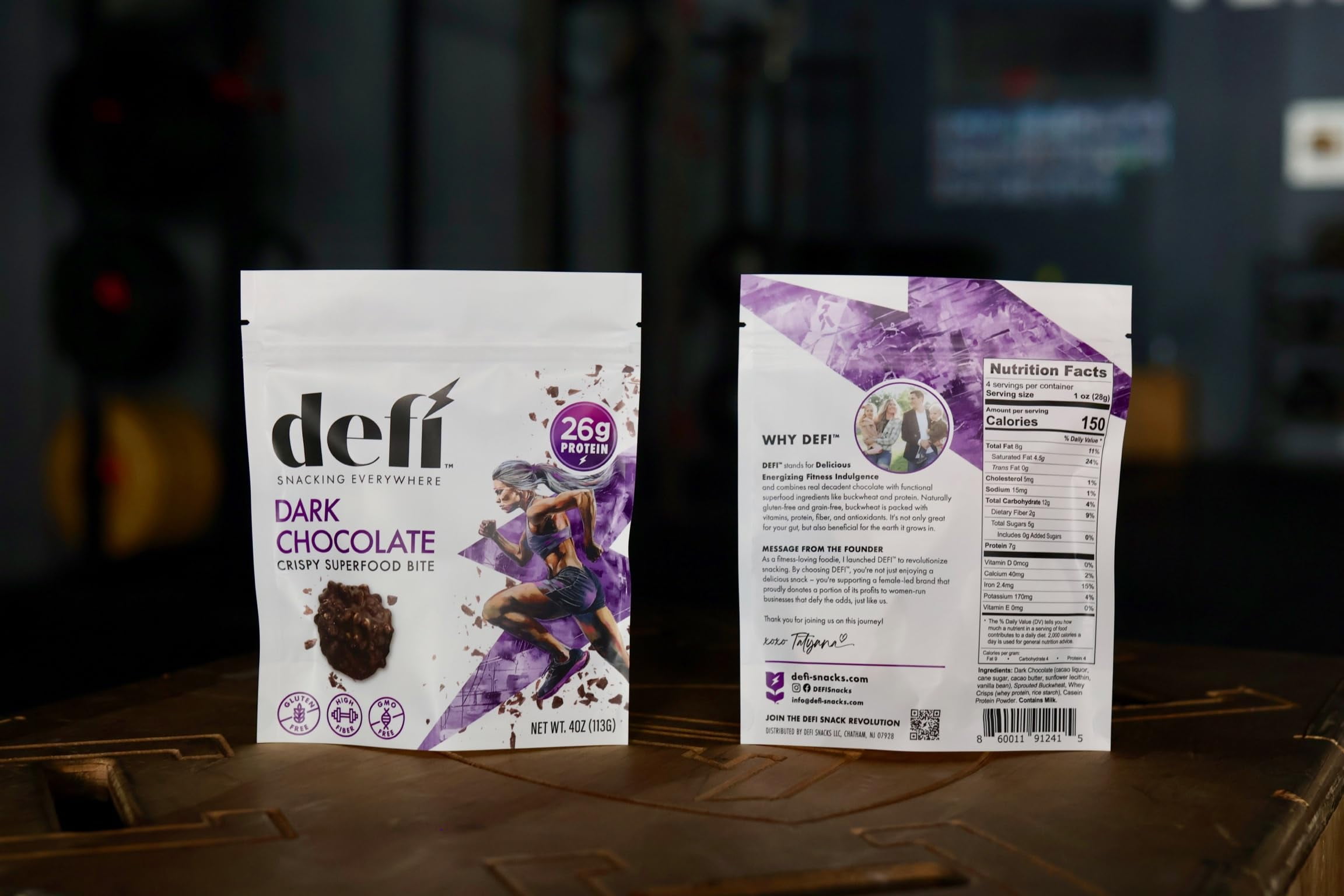 DEFI Dark Chocolate Crispy Superfood High-Protein Bites – 26g of Protein per Serving, Gluten-Free, Non-GMO, Kosher – Ideal On-the-Go Snack for Active Lifestyles (6 Pack)
