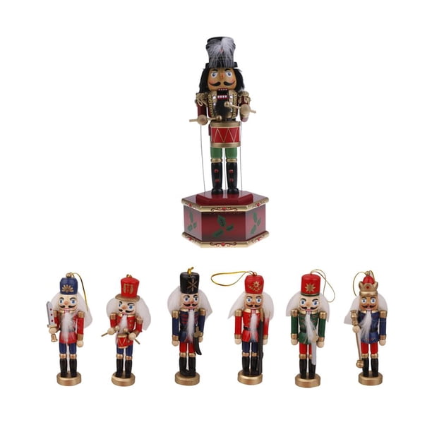 7PCS Cascanueces de Baterista Caja de Música Y Decoración Colgante de Juguete