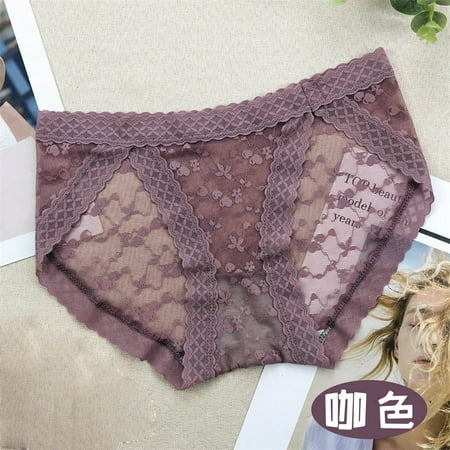 

Hunpta Underwear Women Lce Silk Printing High Waist Bikini Brief Panties