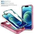 thumbnail image 6 of Military Grade Drop Impact for iPhone 15 Plus Camera Lens Slide Protection Case 360 Metal Rotating Ring Kickstand Holder Armor Shockproof Case For iPhone 15 Plus, Pink+Green, 6 of 11