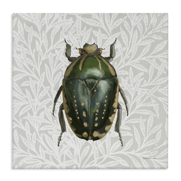 Stupell Industries Transitional Beetle with Botanical Pattern Canvas Art, 17 x 17, by Danhui Nai