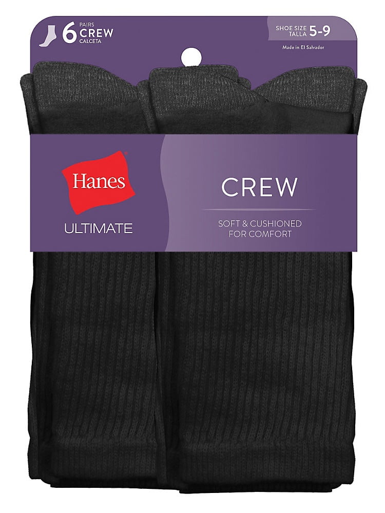 Hanes Ultimate Women's Crew Socks 6Pack