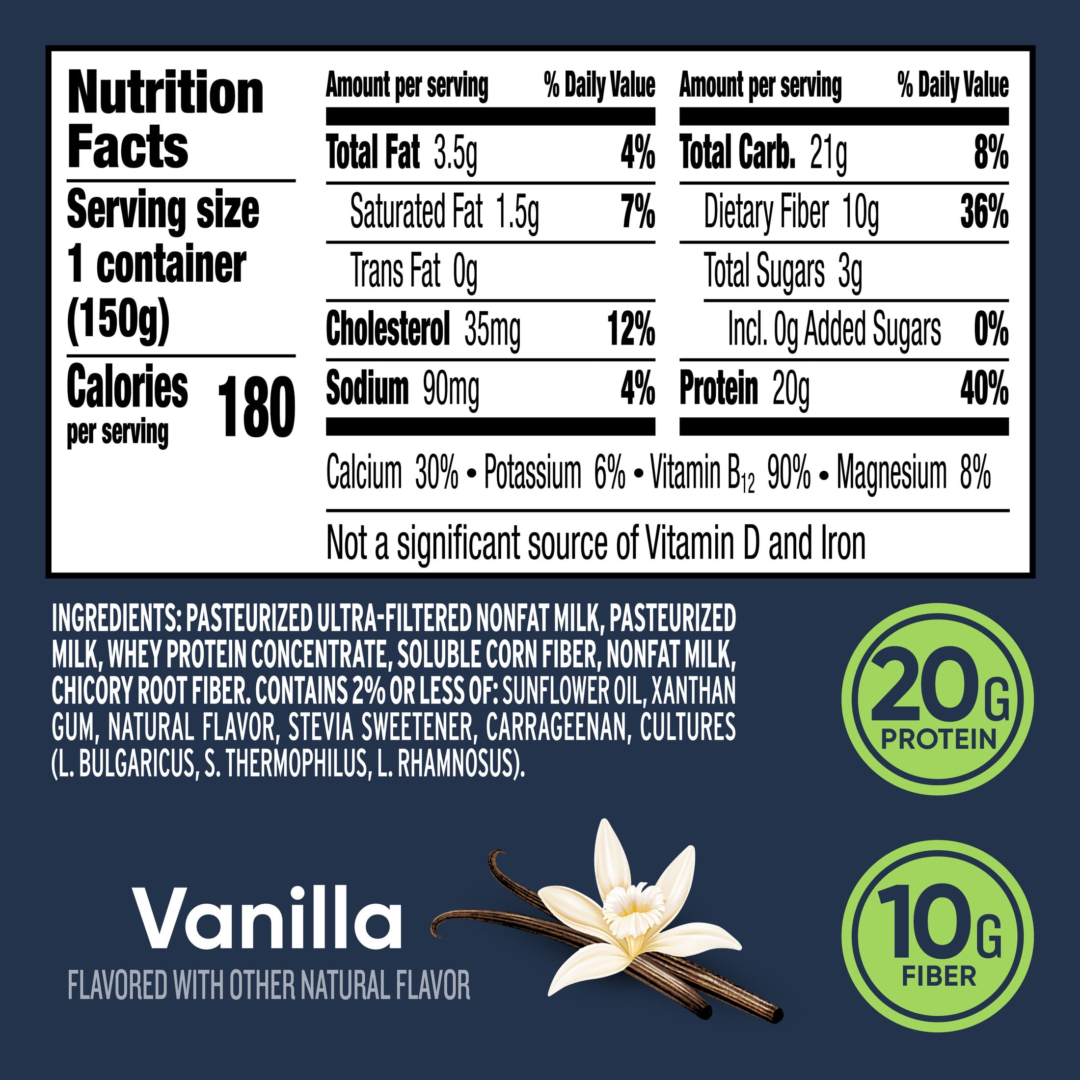 Ratio Pro-Fiber Yogurt Cultured Dairy Snack Cup, Vanilla, 5.3 oz