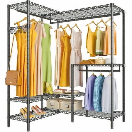 VIPEK L3 Clothing Rack L Shaped , Large Wardrobe for Corner Closet System with Shelves,Black
