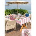 thumbnail image 4 of Outdoor Tablecloth with Umbrella Hole and Zipper, Valentine's Day Rectangle Table Cloth 60x120 Inch Waterproof Tablecloth, Pink Roses Flowers Stripes Country Picnic Table Cover for Patio Camping, 4 of 7