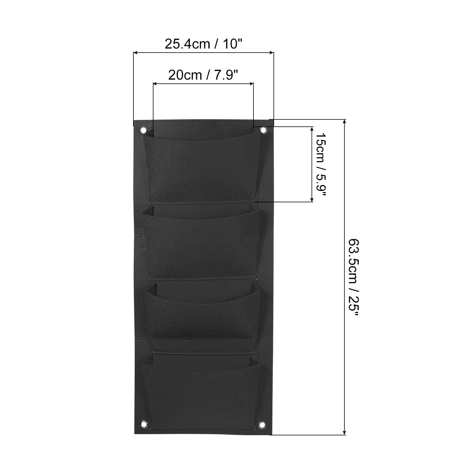 Uxcell 4 Pockets Vertical Hanging Grow Bags Wall Hanging Planter Bags Black 2 Pcs