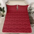 thumbnail image 2 of Feelyou Skeleton Skull Teen Queen Sheet Sets, Maroon Mandala Damask Bed Set, 4-Piece, 2 of 7