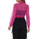 thumbnail image 3 of Chaqueta Bomber Crop INSPIRE CHIC para mujer, ligera de malla transparente, de manga larga, color rosa intenso, 3 of 6