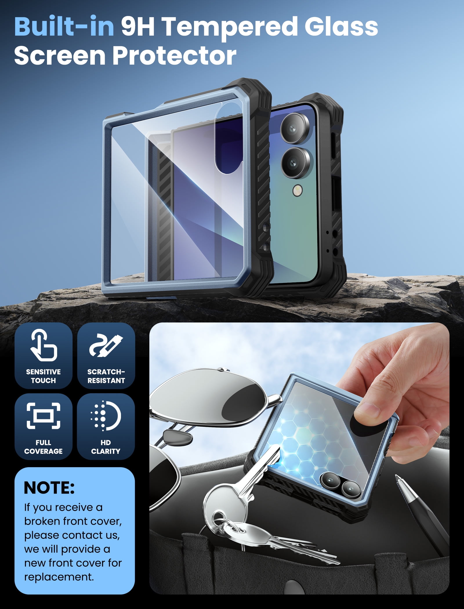 i-Blason Armorbox for Samsung Galaxy Z Flip 7 Case with Stand, [Built-in 9H Screen Protector] [with Belt-Clip] [Hinge Protection], Full-Body Military Protection Phone Case for Samsung Z Flip 7, Tilt