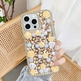 thumbnail image 5 of For iPhone 14 Pro Max Bling Case with Strap, Luxury Glitter Rhinestone Diamond Crystal Sparkle Rose Flower Pearl Floral Bracelets Soft Bumper Protective Case Cover for Women Girls Yellow, 5 of 17