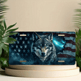 thumbnail image 6 of 1 Pcs 2D Flat License Plate Covers & Frames, Wolf and American Flag For Decorative Front, Waterproof For Decoration Aluminum License Plate Covers & Frames Cover For Men Women, 12" X 6", 6 of 7