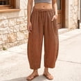 thumbnail image 2 of ibiyuan Travel Pants Women Wide Leg Palazzo Pants for Women Dressy Cropped Trousers Drawstring Lounge Pants Women for Work Lounge, 2 of 6