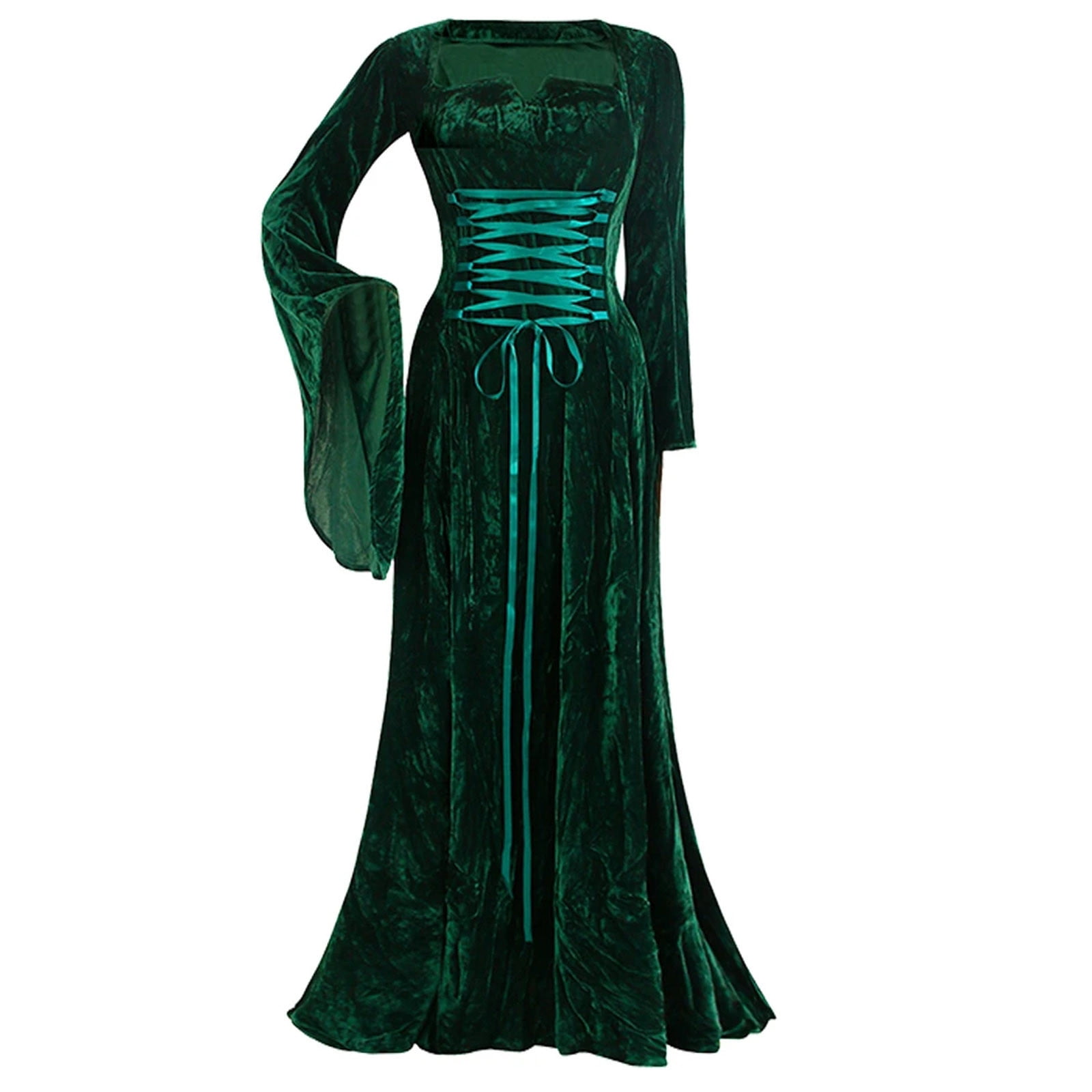 Velvet Renaissance Dress Women with Corset Medieval Costume Floor
