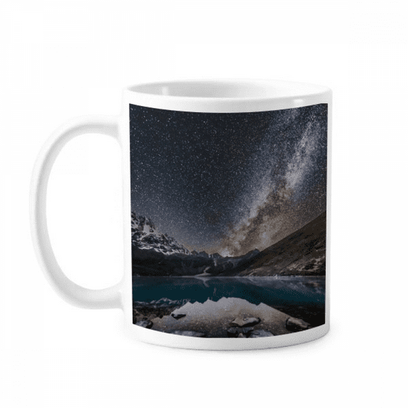Glacier Lake Observe Stars Galaxy Pattern Mug Pottery Cerac Coffee Porcelain Cup Tableware