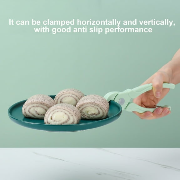 Opvise Heat-Resistant Anti-Scald Kitchen Tongs with Non-Slip Clamp, Durable PP Material Bowl Holder Clip for Hot Pots, Plates, and Trays, Modern Kitchen Utensil Green