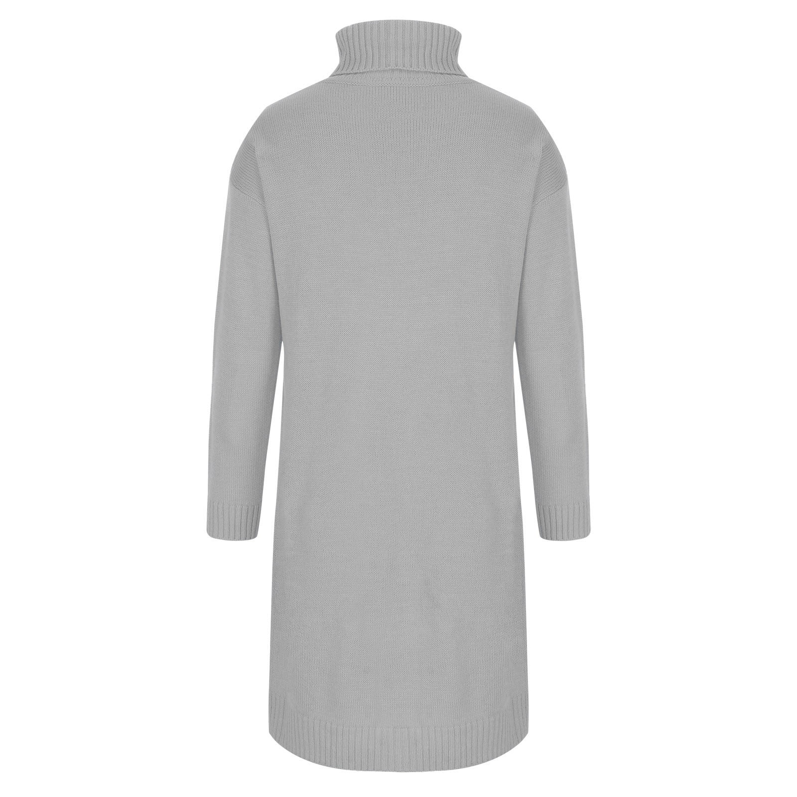OSFVNOXV Turtleneck Sweater Dress for Women Long Sleeve Ribbed Knit Shirt Straight Leg Soft Cozy Pullover Mini Dress,S-3XL