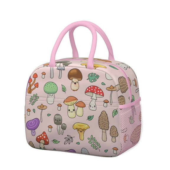 Reusable Mushroom Lnsulated Lunch Bag for Women & Men-Leakproof Water-Resistant Cooler Tote,Large Capacity(10.6x8.7x6.3in)for Work,Office,Travel,Picnic,Beach.