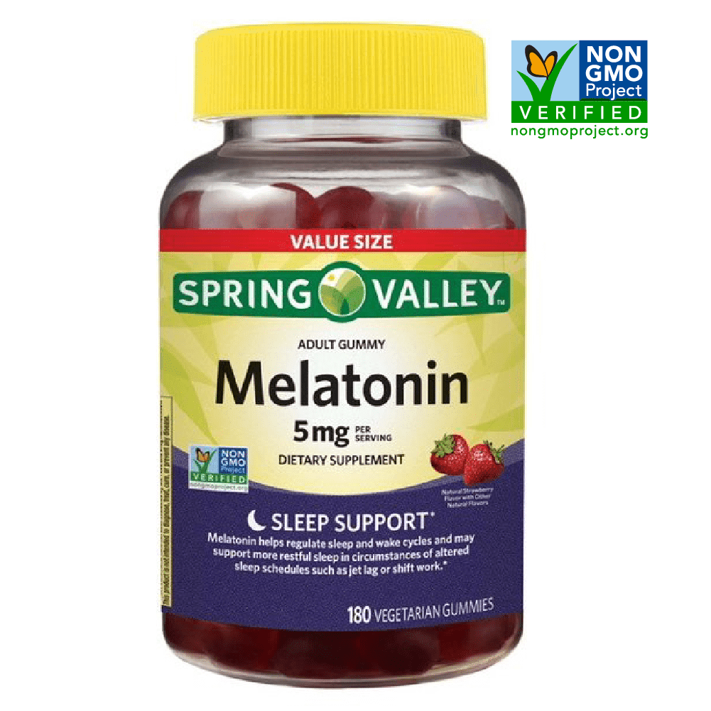 Spring Valley Non GMO Melatonin Dietary Supplement Gummies, Strawberry ...