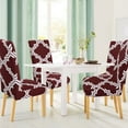 thumbnail image 6 of PiccoCasa Spandex Stretch Dining Room Chair Cover Floral Plaid Protector, Medium Red+White, 6 of 7