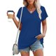 thumbnail image 2 of Tops de Manga Corta para las Mujeres Suelto Ajuste Cuello en V Manga Raglan Hendidura, Moda Blusa Sólida para el Hogar Y Diario, 2 of 8