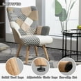 thumbnail image 3 of Living Room Accent Chair with High Backrest, Bedroom Plaid Bohemian Upholstered Armchair for Mid Century, Modern Cozy Chairs for Small Spaces, Grey, 3 of 5