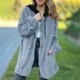 thumbnail image 2 of Breezora Women's Cozy Lined Hooded Zip Up Jacket With Pockets Long Sleeve Cardigan Style Winter Outerwear XXXL Size Grey, 2 of 5