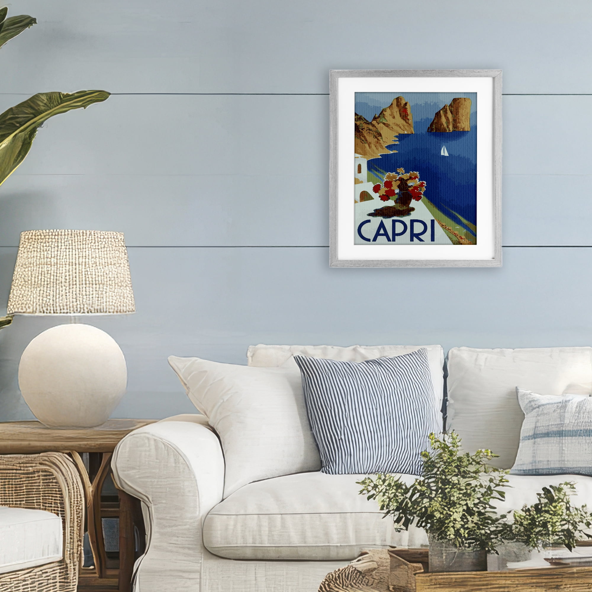 Stupell Industries Capri Island Cliffs Gray Framed Print Under Glass, design by Lil' Rue
