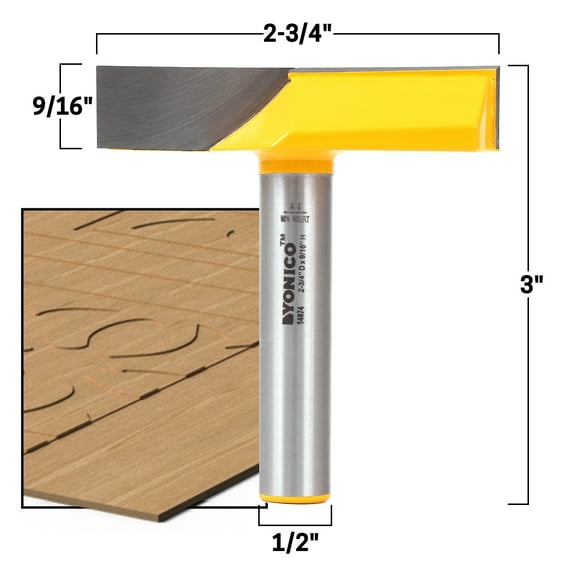 2-3/4" Diameter Bottom Cleaning Router Bit - 1/2" Shank - Yonico 14874