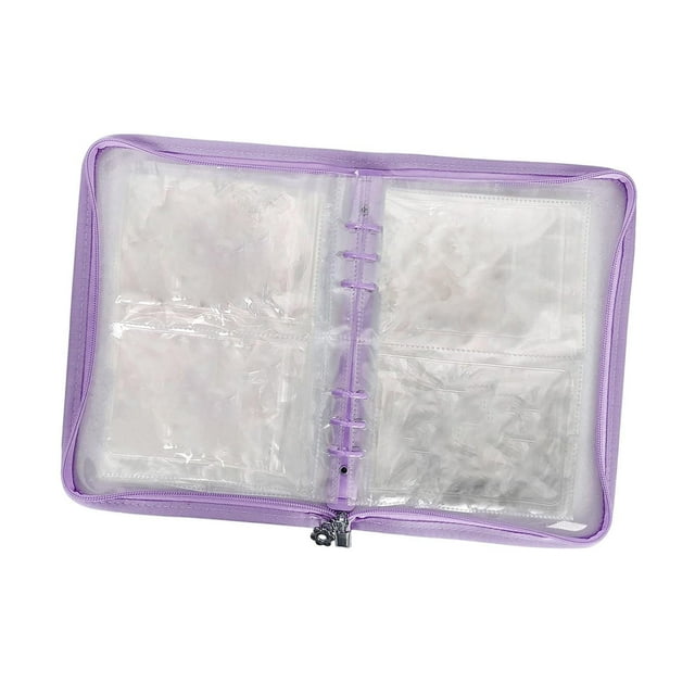 Organizador de joyas transparente, ligero y resistente al polvo, con 48 bolsillos para viajes. Púrpura