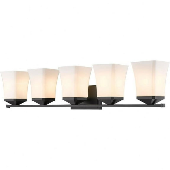 5 Light Vanity Light Fixture in Traditional Style-7.75 inches Tall and 38 inches Wide-Matte Black Finish Bailey Street Home 372-Bel-4619948