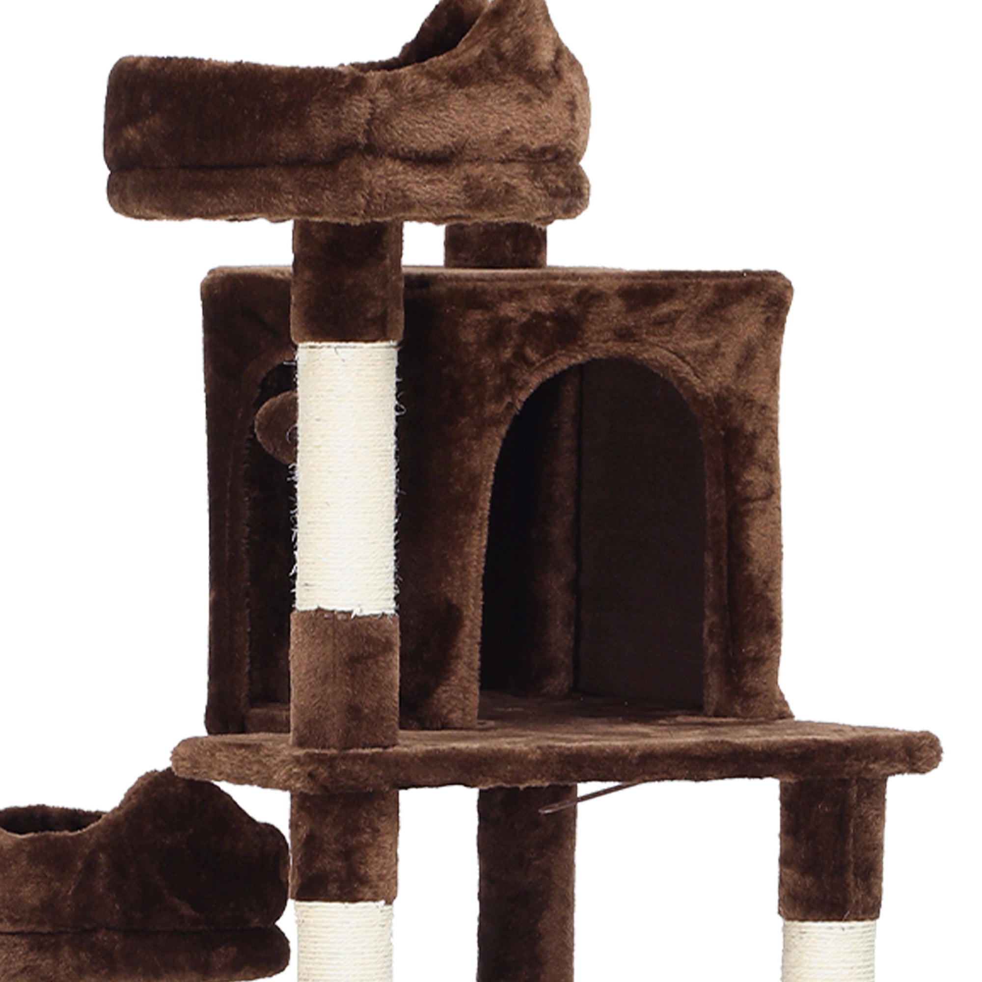 Uforic 75" Cat Tree Multi-Level Tower with Condos, Hammocks & Scratching Posts, Brown