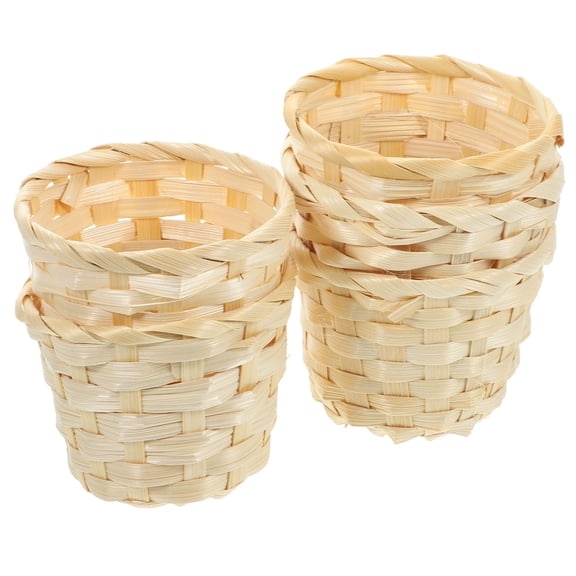 10 pcs Handmade Storage Baskets Bamboo Weaving Fruit Baskets Home Sundries Basket