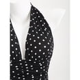 thumbnail image 6 of Black & White Polka Dot Deep V-Neck Halter Backless Fitted Mini Dress with Ruffle Hem, 6 of 8
