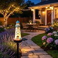 thumbnail image 5 of Solar Powered Lighthouse Light for Outdoor, Nautical Resin Ground Stake Lamp with Warm LED, Weatherproof Pathway Decoration for Garden, Yard, Patio, Coastal Landscape, 5 of 6