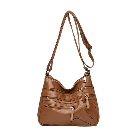 dajkiuy Women's Crossbody Bag, Double Zipper Crossbody Bag, Shoulder Purse, Makeup Bag, Large Capacity Crossbody,Brown