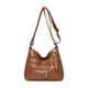 thumbnail image 1 of Bolso bandolera para mujer con doble cremallera | Bolso bandolera de piel vegana de gran capacidad | Correa ajustable para la escuela y viajes | Bolsa organizadora de maquillaje en negro, marrón,, 1 of 6