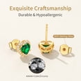 thumbnail image 6 of FindChic May Birthstone Earrings for Women 14K Gold Plated Heart Earrings with Sterling Silver Posts & Push Backs Cubic Zirconia Nickel Free Studs Birthday Mothers Day Jewelry Gifts for Mom/Her, 6 of 8