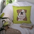 thumbnail image 3 of Caroline's Treasures BB1281PW1414 Checkerboard Lime Green English Bulldog  Canvas Fabric Decorative Pillow , 14Hx14W,, 3 of 4