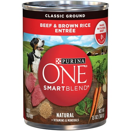 Purina ONE SmartBlend Classic Ground Beef & Brown Rice Entree Adult Wet Dog Food, 13 Oz.