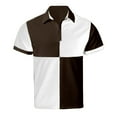 thumbnail image 4 of Afdoent Mens Polo Shirts Color Block Square Male Leisure Loose Comfortable Trendy Business Lapel Button Lapel Short Sleeve Shirt Casual Outdoor, 4 of 5