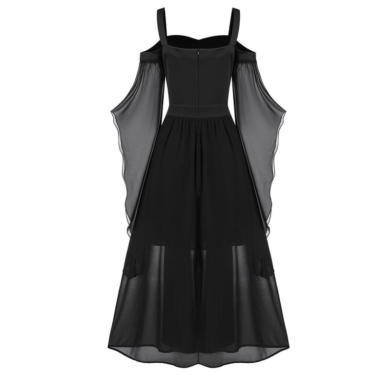 Jerdar Halloween Womens Gothic Witch Dress Plus Size Renaissance Vintage Maxi Dress Long Sleeve Splicing Solid Retro Gown Button Irregular Dress Black XL - Walmart.com Jerdar Halloween Womens Gothic Witch Dress Plus Size Renaissance Vintage Maxi Dress Long Sleeve Splicing Solid Retro Gown Button Irregular Dress Black XL - Walmart.com